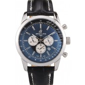 Knockoff Breitling Transocean Black Dial Black Leather Strap Polished Stainless Steel Bezel