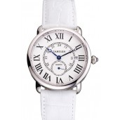 Knockoff Cartier Ronde Louis Cartier White Dial Stainless Steel Case White Leather Strap