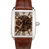 Knockoff Emporio Armani Meccanico Brown Leather Strap Open Dial 98255
