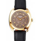 Knockoff Hermes Dressage Gray Dial Gold Case Black Leather Strap