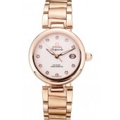 Knockoff Omega DeVille Ladymatic Rose Gold Stainless Steel Strap White Dial