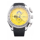 Knockoff Porsche Regulator Power Reserve Silver Case Yellow Dial