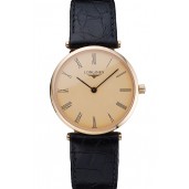 Longines La Grande Classique Champagne Dial Black Leather Band Homme 622123