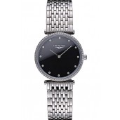Longines La Grande Classique Stainless Steel Black Dial Diamond Bezel Homme 622107