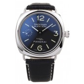 Luxury Panerai Radiomir Polished Stainless Steel Case Black Dial Black Leather Strap 98140