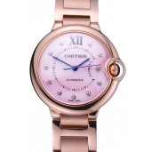 Luxury Swiss Cartier Ballon Bleu de Cartier Pink Diamond Dial Gold Bracelet 622556
