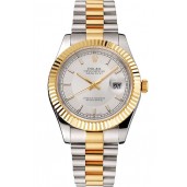 Luxury Swiss Rolex Datejust White Dial Gold Bezel Stainless Steel Case Two Tone Gold Bracelet