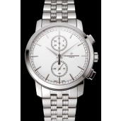 Luxury Swiss Vacheron Constantin Patrimony Traditionnelle Chronograph White Dial Stainless Steel Case And Bracelet 1453755