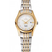 Omega De Ville Ladies White Dial Gold Case Two Tone Bracelet 1453786
