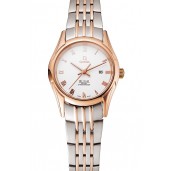 Omega De Ville Ladies White Dial Rose Gold Case Two Tone Bracelet 1453782