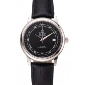 Omega De Ville Prestige Black Dial Stainless Steel Case Black Leather Strap