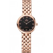 Omega De Ville Prestige No Date Black Dial With Diamonds Rose Gold Case And Bracelet
