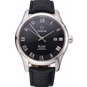 Omega DeVille Black Dial Stainless Steel Case Black Leather Strap 622829