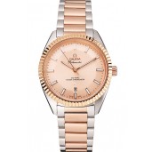 Omega Globemaster Rose Gold Dial Stainless Steel Case Rose Gold Bezel Two Tone Bracelet