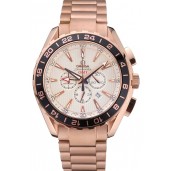 Omega Seamaster Aqua Terra Chrono GMT Ivory Dial Gold Bracelet 622533