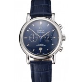 Omega Seamaster Vintage Chronograph Blue Dial Stainless Steel Case Blue Leather Strap