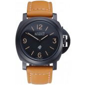 Panerai Luminor Ion Plated Stainless Steel Bezel Orange Leather Bracelet 622309