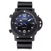 Panerai Luminor Submersible Flyback Date Black Dial Black Ionized Case Black Rubber Strap