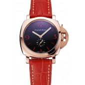 Panerai Radiomir Black Dial Rose Gold Case Red Leather Strap 1453806