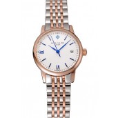 Patek Philippe Calatrava Ladies White Dial Blue Numerals Rose Gold Case Two Tone Bracelet 1453830