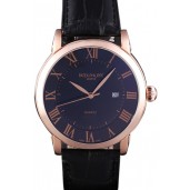 Patek Philippe Calatrava Roze Gold Polished Bezel Black Leather Bracelet 801435