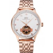 Replica AAA IWC Portugieser Tourbillon White Dial Rose Gold Numerals Rose Gold Case And Bracelet