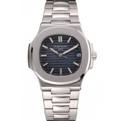 Replica AAAAA Swiss Patek Philippe Nautilus Black-Blue Dial Stainless Steel Bracelet 1453948