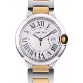Replica Cartier Ballon Bleu 38mm White Dial Stainless Steel Case Two Tone Gold Bracelet