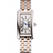 Replica Cartier Tank Americaine 21mm White Dial Stainless Steel Case Two Tone Bracelet