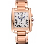 Replica Hot Cartier Tank MC White Dial Rose Gold Case And Bracelet 622702