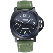 Replica Panerai Luminor Marina Ion Plated Stainless Steel Bezel Green Leather Bracelet 622312
