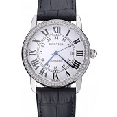 Replica Swiss Cartier Ronde Solo Stainless Steel Diamond Case White Dial Roman Numerals 622195