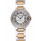Replica Top Swiss Cartier Ballon Bleu 40 MM Diamond Dial Diamond Case Gold And Staineless Steel Bracelet 1453887