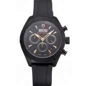 Replica Tudor Fastrider Black Shield Black Dial Gold Markings Black Case Black Rubber Strap