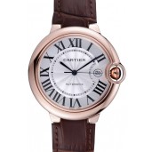 Swiss Cartier Ballon Bleu Brown Leather Bracelet 622064