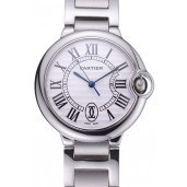 Swiss Cartier Ballon Bleu de Cartier White Dial Roman Numerals Stainless Steel Bracelet 622555