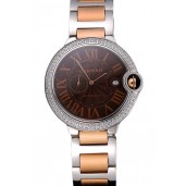 Swiss Cartier Ballon Bleu Diamond Case Brown Dial Two Tone Bracelet 622674