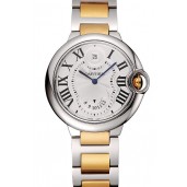 Swiss Cartier Ballon Bleu Two Timezone White Dial Silver Case Gold And Silver Bracelet 1453877