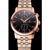 Swiss Vacheron Constantin Patrimony Traditionnelle Chronograph Black Dial Rose Gold Case Two Tone Bracelet 1453758