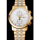 Swiss Vacheron Constantin Patrimony Traditionnelle Chronograph White Dial Gold Case Two Tone Bracelet 1453757