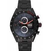 Tag Heuer Carrera Ion Plated Stainless Steel Bracelet Black Dial 801445