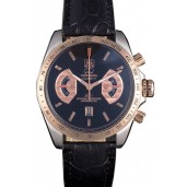 Tag Heuer Carrera Stainless Steel Case Black Dial Black Leather Strap