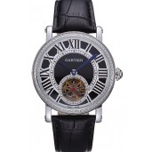 Top Cartier Rotonde Flying Tourbillon Diamonds Black Dial 621953