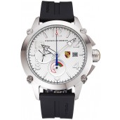 Top Porsche Design Indicator White Dial Steel Case Black Rubber Strap