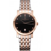Vacheron Constantin Fine Black Dial Rose Gold Case Two Tone Bracelet
