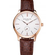 2016 Patek Philippe Calatrava White Dial Rose Gold Case Brown Leather Strap