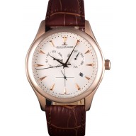AAA Jaeger Lecoultre Master Gold Bezel Brown Leather Band 621611