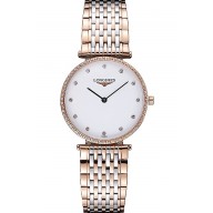 Best Longines La Grande Classique Rose Gold White Dial Diamond Bezel Homme 622105