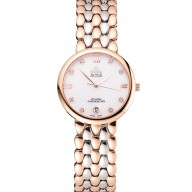 Best Quality Omega De Ville Prestige White Dial With Diamonds Rose Gold Case Two Tone Bracelet