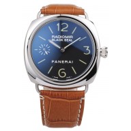 Best Quality Panerai Radiomir Polished Stainless Steel Case Black Dial Brown Leather Strap 98141